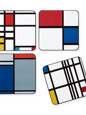 MOMA Piet Mondrian Art Geometric Coasters Set Of 4